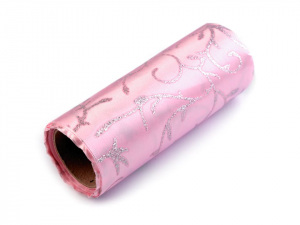 Satén svatební jednostranný / stuha šíře 14 cm s glitry