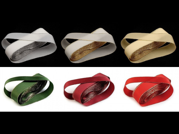 Stuha taftová šíře 25 mm s lurexem