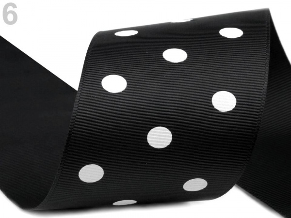 Rypsová stuha s puntíky šíře 50 mm