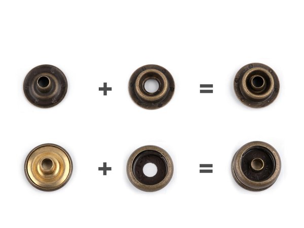 Kovové druky Ø15 mm (AM6) - sypané staromosazné