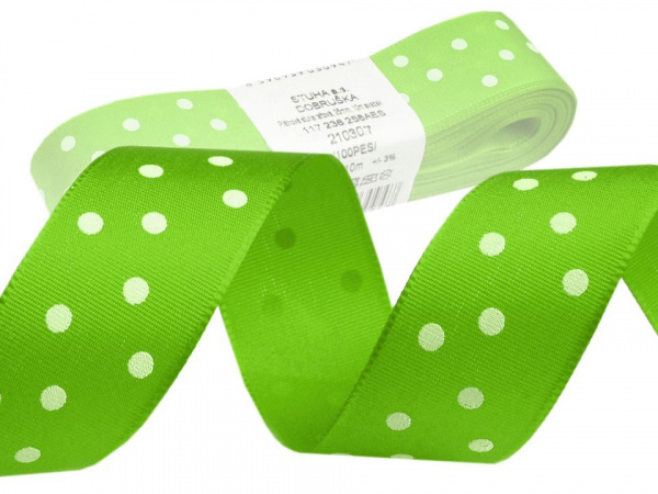 Taftová stuha s puntíky šíře 25 mm