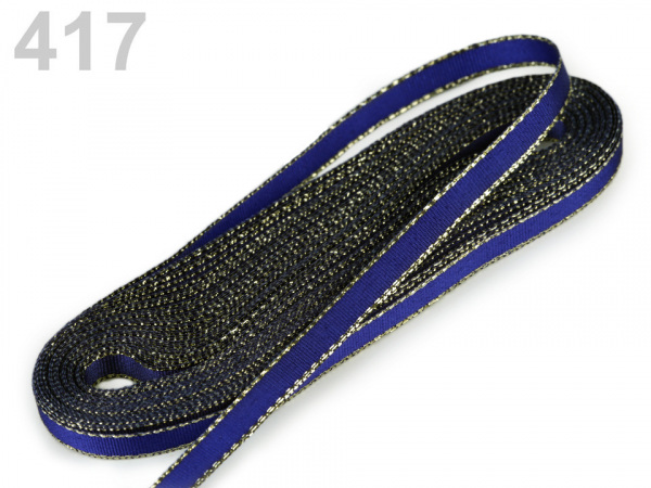 Stuha taftová šíře 6 mm s lurexem