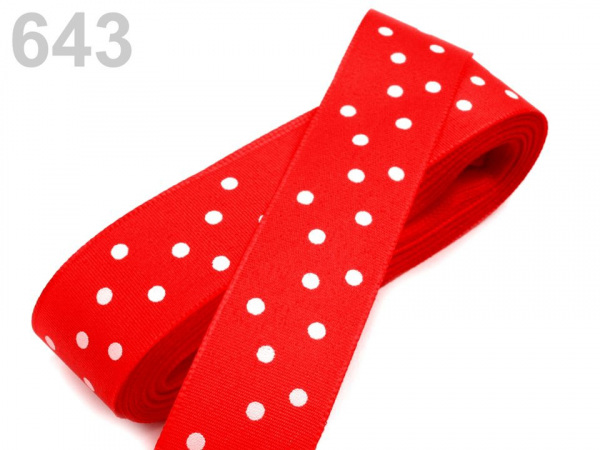 Taftová stuha s puntíky šíře 25 mm