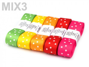 Taftová stuha s puntíky šíře 25 mm