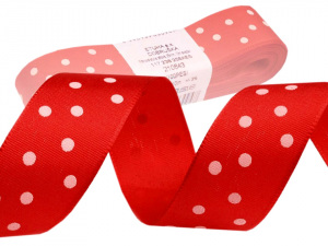 Taftová stuha s puntíky šíře 25 mm