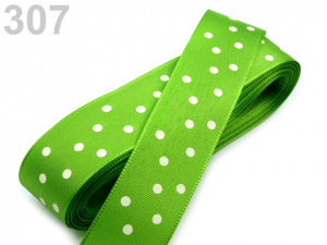 Taftová stuha s puntíky šíře 25 mm