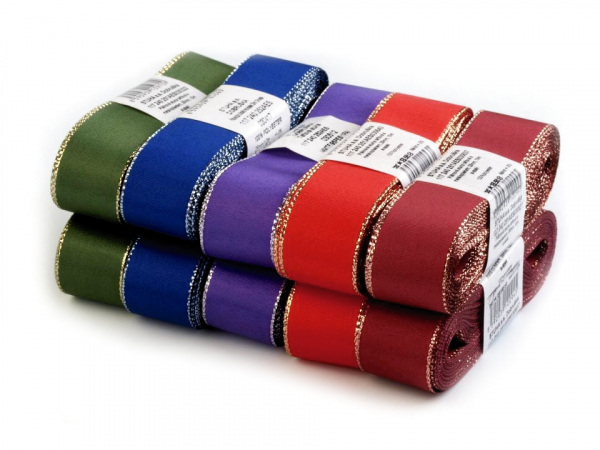 Stuha taftová šíře 25 mm s lurexem