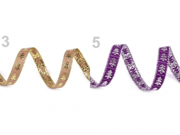 Stuha stromeček s lurexem šíře 10 mm
