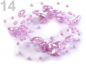 Perličky na silonu Ø10 mm délka 130 cm srdce