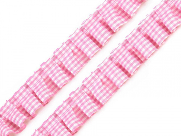 Oděvní volánek / prýmek šíře 17 mm káro