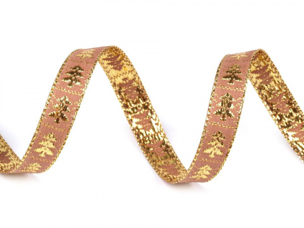 Stuha stromeček s lurexem šíře 10 mm