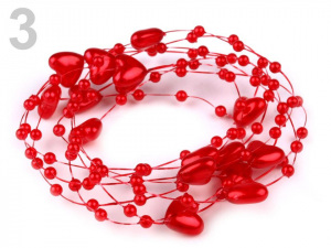 Perličky na silonu Ø10 mm délka 130 cm srdce