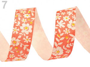 Bavlněná stuha šíře 16 mm květy