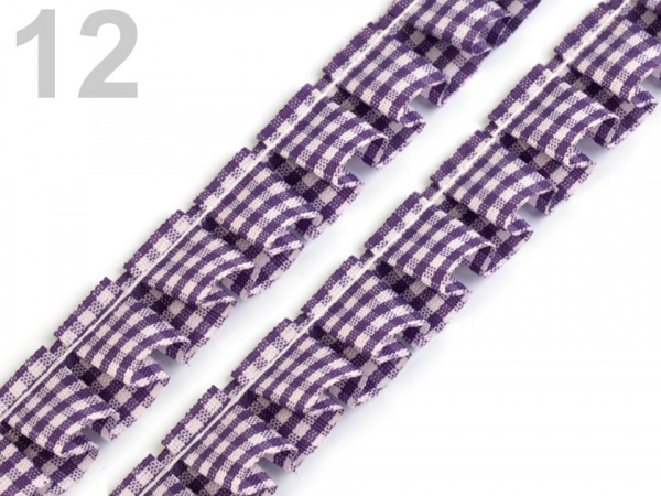 Oděvní volánek / prýmek šíře 17 mm káro