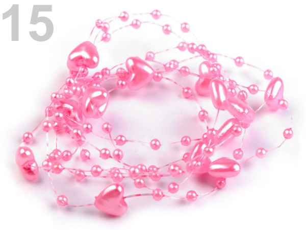 Perličky na silonu Ø10 mm délka 130 cm srdce