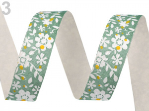 Bavlněná stuha šíře 16 mm květy