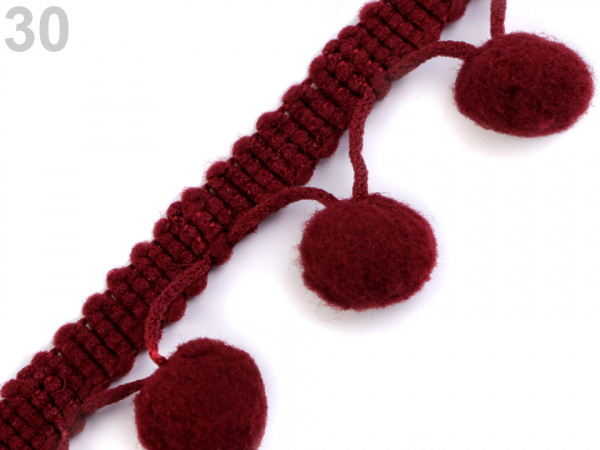 Prýmek šíře 30 mm s bambulkami Ø13 mm