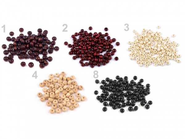 Dřevěné korálky Ø5 mm 2. jakost