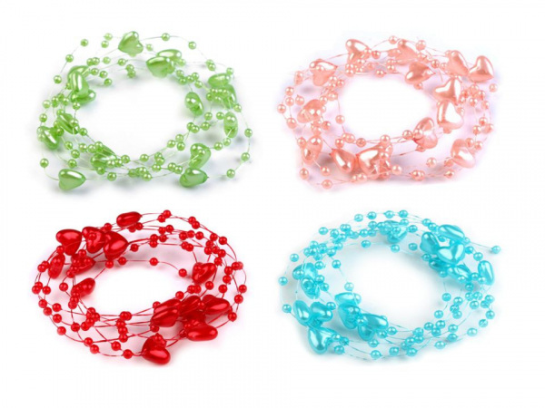 Perličky na silonu Ø10 mm délka 130 cm srdce