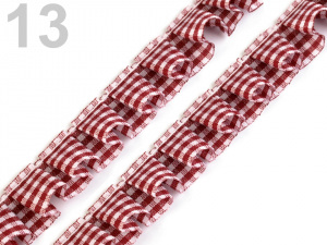 Oděvní volánek / prýmek šíře 17 mm káro