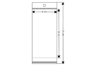 PP sáček s lepicí klopou a závěsem 6x15 cm