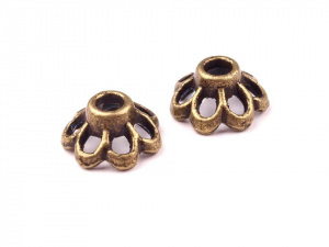 Kovový dekorační kaplík 4x7 mm květinka