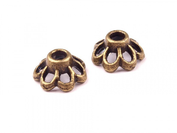 Kovový dekorační kaplík 4x7 mm květinka