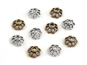 Kovový dekorační kaplík 4x7 mm květinka