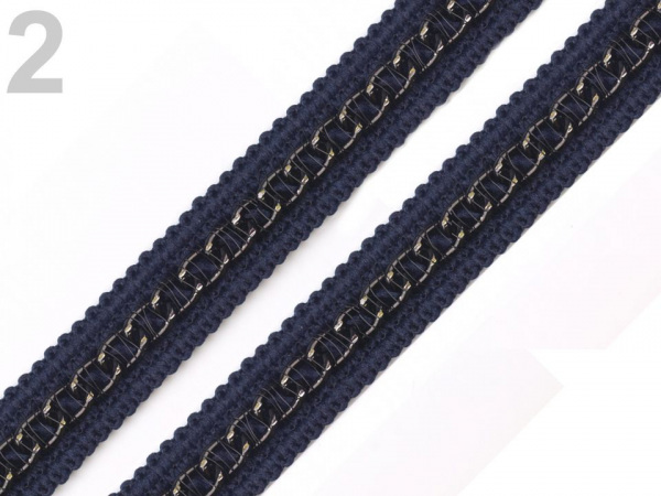 Prýmek šíře 13 mm s kovovým řetízkem