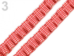 Oděvní volánek / prýmek šíře 17 mm káro