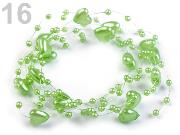 Perličky na silonu Ø10 mm délka 130 cm srdce