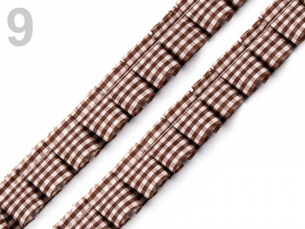 Oděvní volánek / prýmek šíře 17 mm káro