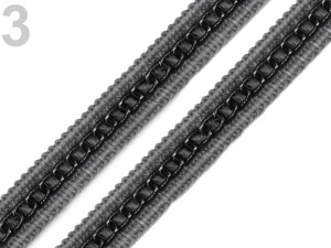 Prýmek šíře 13 mm s kovovým řetízkem