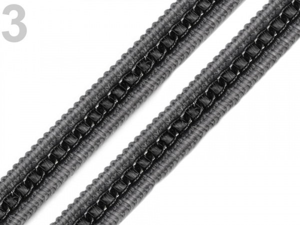 Prýmek šíře 13 mm s kovovým řetízkem