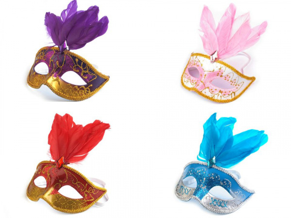 Karnevalová maska GLITRY s peřím