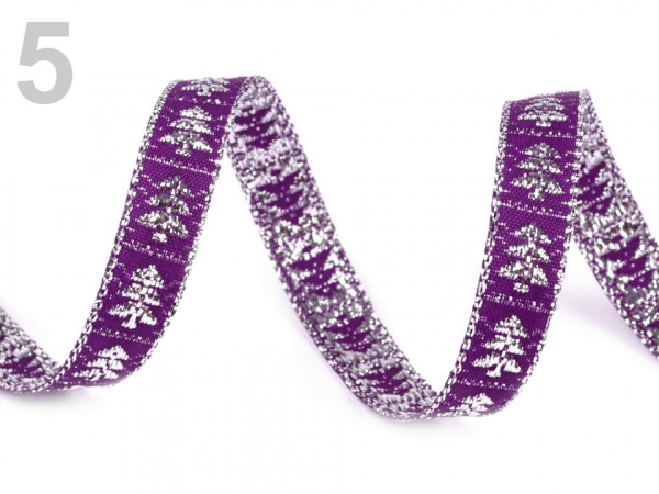 Stuha stromeček s lurexem šíře 10 mm