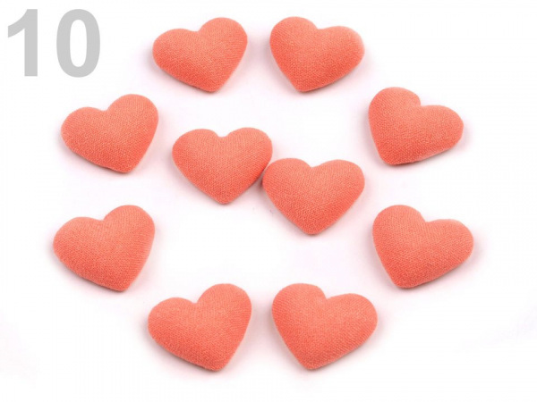 Látkové ozdoby srdce 15x18 mm k nalepení