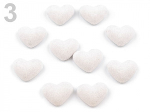 Látkové ozdoby srdce 15x18 mm k nalepení