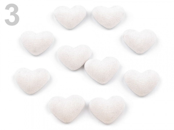 Látkové ozdoby srdce 15x18 mm k nalepení