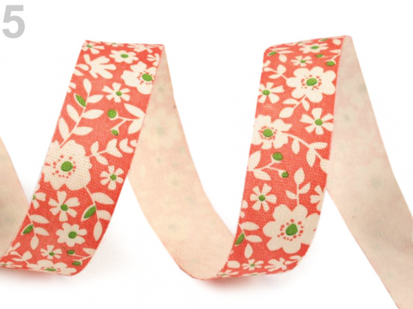 Bavlněná stuha šíře 16 mm květy