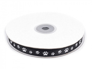 Rypsová stuha / popruh šíře 10 mm potisk tlapky