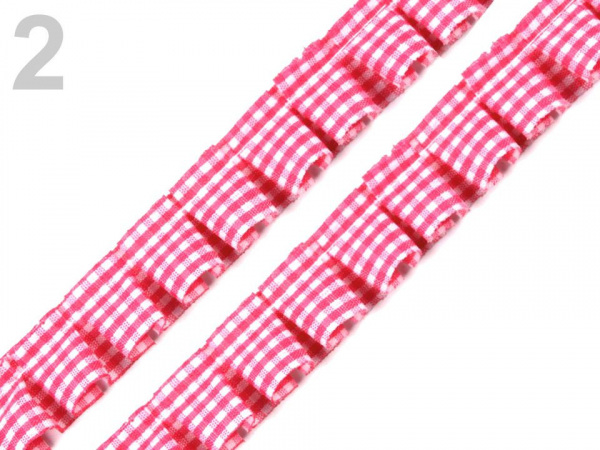 Oděvní volánek / prýmek šíře 17 mm káro