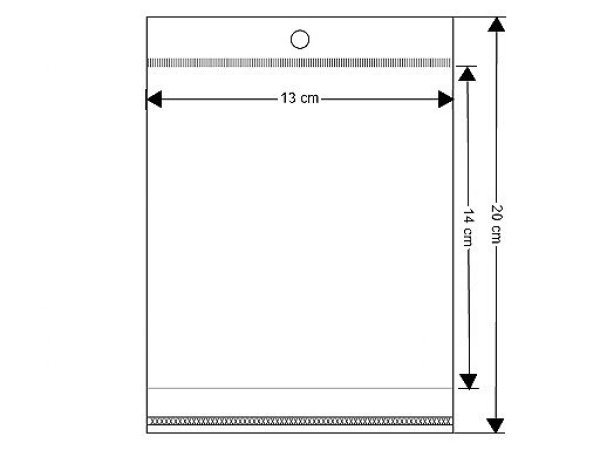 PP sáček s lepicí klopou a závěsem 13x14 cm