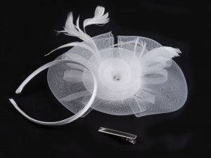 Fascinátor / čelenka květ s peřím