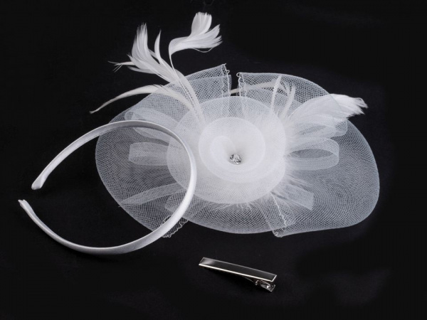 Fascinátor / čelenka květ s peřím