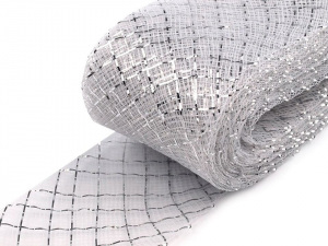 Modistická krinolína na vyztužení šatů a výrobu fascinátorů šíře 4 cm s lurexem