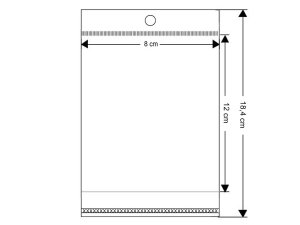 PP sáček s lepicí klopou a závěsem 8x12 cm