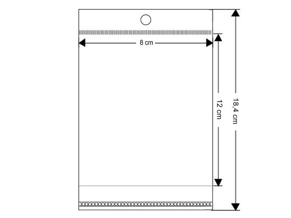 PP sáček s lepicí klopou a závěsem 8x12 cm