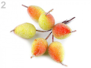 Umělá hruška ojíněná k aranžování 19x32 mm