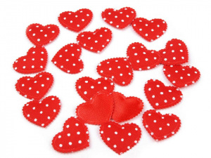 Textilní aplikace / nášivka srdíčko s puntíky 17x20 mm